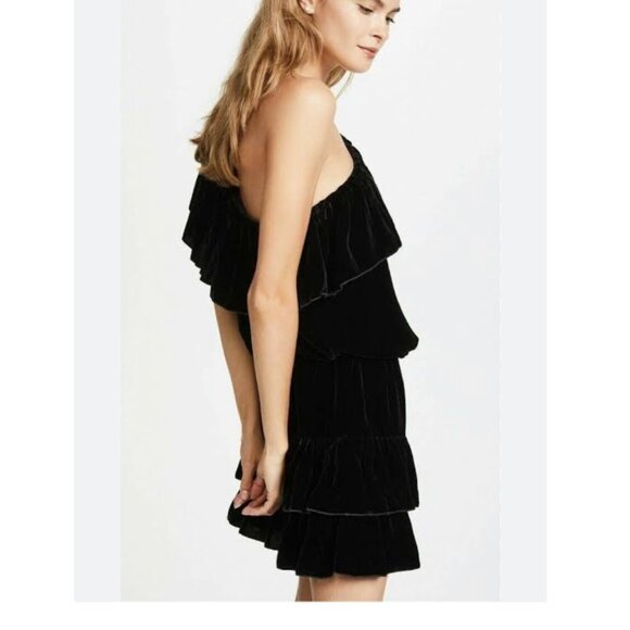 Joie Velvet Kolda B Ruffle Black Mini Dress Size S NEW WITH TAG - Picture 3 of 8